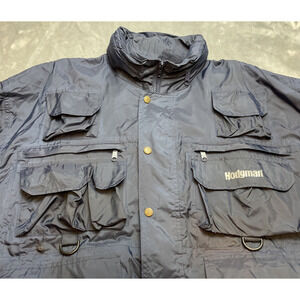 Vintage Hodgman Lakestream Jacket Mens L Navy Hooded Fishing Wading Waterproof